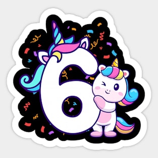 Unicorn Birthday 6 years Sticker